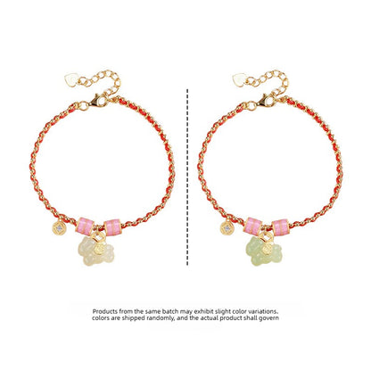 Chinese Zodiac Horse S925 Silver Jade Charm Red String  Bracelet - STAR8S