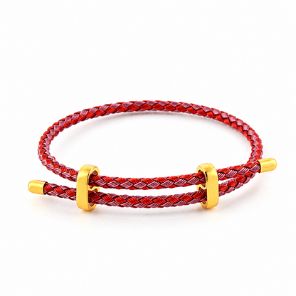 Waterproof Red String Bracelet for Women & Men, Adjustable Braided Stainless Steel Wire Lucky Rope Bracelet with Gold-Tone Clasp, Valentine's Day Gift for Couples