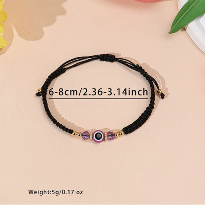 Evil Eye Bracelet for Protection Handmade Woven Cord Bracelet Lucky Blue Eye Amulet Talisman Jewelry Adjustable Braided String Bracelet Gift for Men Women Friends