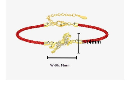 Chinese Zodiac Horse Silver Red String Bracelet – S925 Sterling Silver Lucky Bracelet for Women - STAR8S