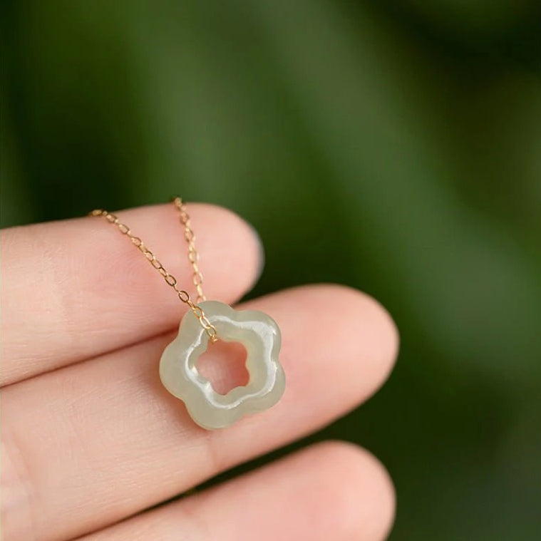 hetian jade plum blossom necklace