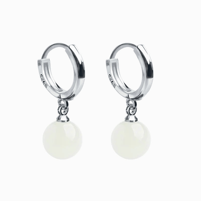 hetian jade round earrings