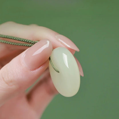 Natural Hetian Jade Ping An Pendant Necklace