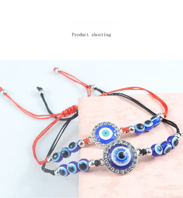 blue evil eye bracelet – handcrafted protective bracelet with nazar & lucky charm - star8s