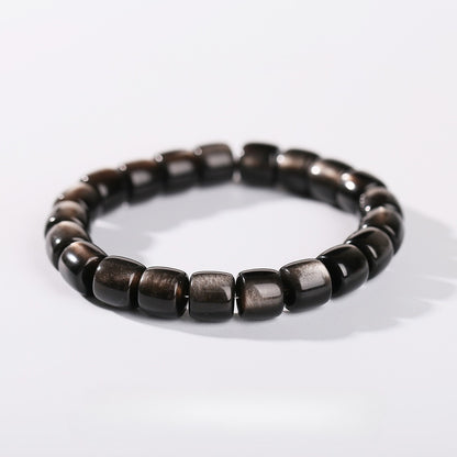 Obsidian Beaded Bracelet - Fashionable Unisex Cylinder Shape Gift Bracelet - STAR8S
