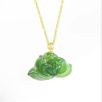 Spinatgrüne Hetian-Lotus-Jadesteinkette