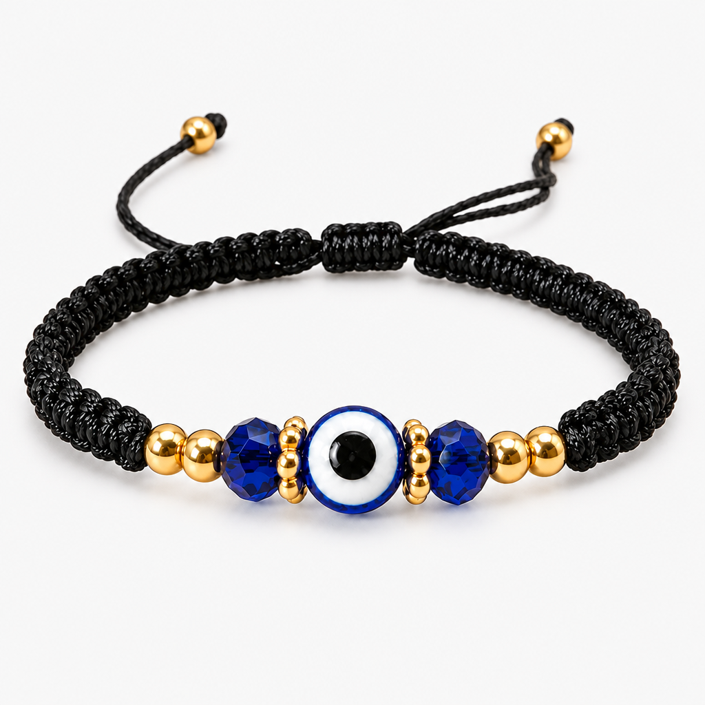 evil eye bracelet for protection handmade woven cord bracelet lucky blue eye amulet talisman jewelry adjustable braided string bracelet gift for men women friends