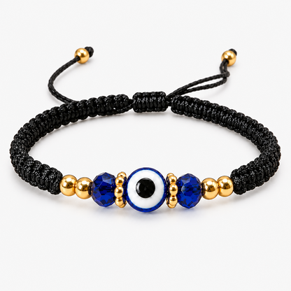 Evil Eye Bracelet for Protection Handmade Woven Cord Bracelet Lucky Blue Eye Amulet Talisman Jewelry Adjustable Braided String Bracelet Gift for Men Women Friends