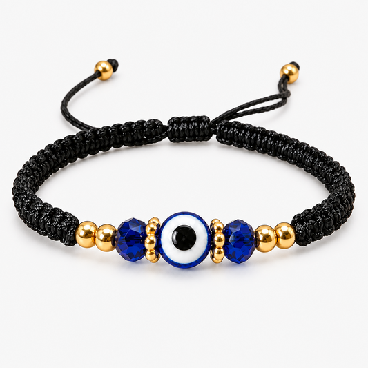 Evil Eye Bracelet for Protection Handmade Woven Cord Bracelet Lucky Blue Eye Amulet Talisman Jewelry Adjustable Braided String Bracelet Gift for Men Women Friends