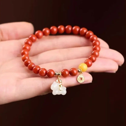 Red Agate Chinese Zodiac Horse Beaded Bracelet