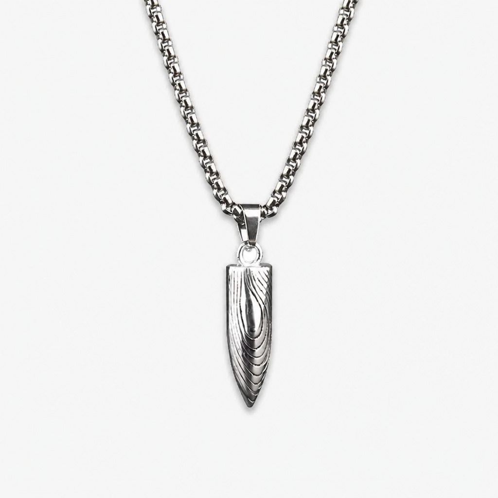 men's bullet pendant necklace titanium stainless steel box chain hip hop streetwear vintage textured spike charm pendant jewelry gift for him high school college men