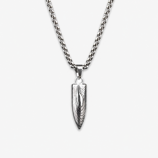 Men's Bullet Pendant Necklace Titanium Stainless Steel Box Chain Hip Hop Streetwear Vintage Textured Spike Charm Pendant Jewelry Gift for Him High School College Men