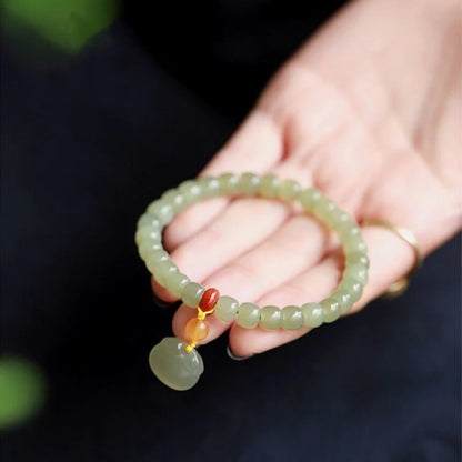 Natural Hetian Jade Single Strand Bracelet