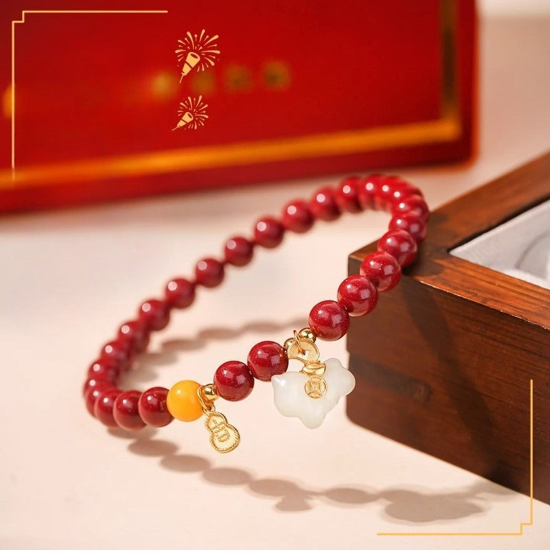 chinese zodiac horse cinnabar jade bracelet 2026 - star8s