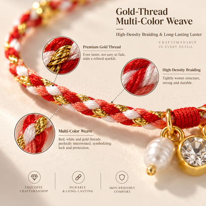 Adjustable Braided Cord Bracelet with Gold-Tone Heart Charm and Sliding Knot