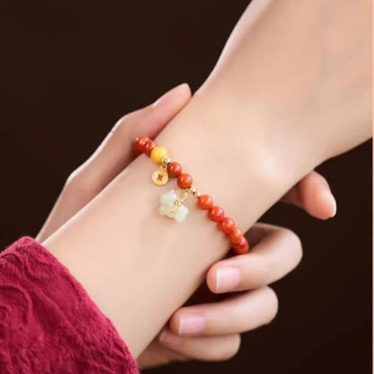 Red Agate Chinese Zodiac Horse Beaded Bracelet