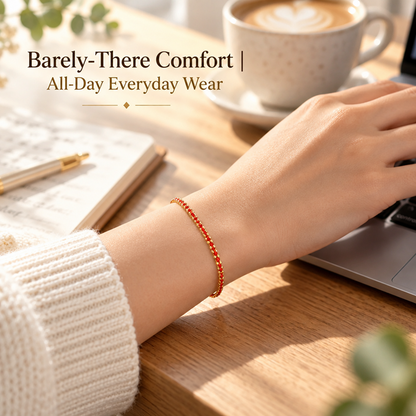Boho Red String Bracelet - Lucky Gold Bead Rope Gift for Women, Handcrafted Minimalist Design, Adjustable Lobster Clasp, Perfect for Daily Wear & Special Occasions