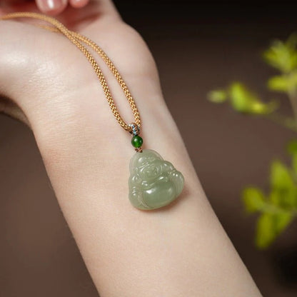 Hetian Jade Maitreya Buddha Necklace Pendant