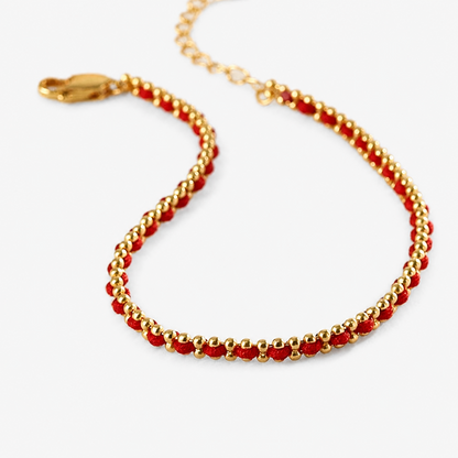 Boho Red String Bracelet - Lucky Gold Bead Rope Gift for Women, Handcrafted Minimalist Design, Adjustable Lobster Clasp, Perfect for Daily Wear & Special Occasions