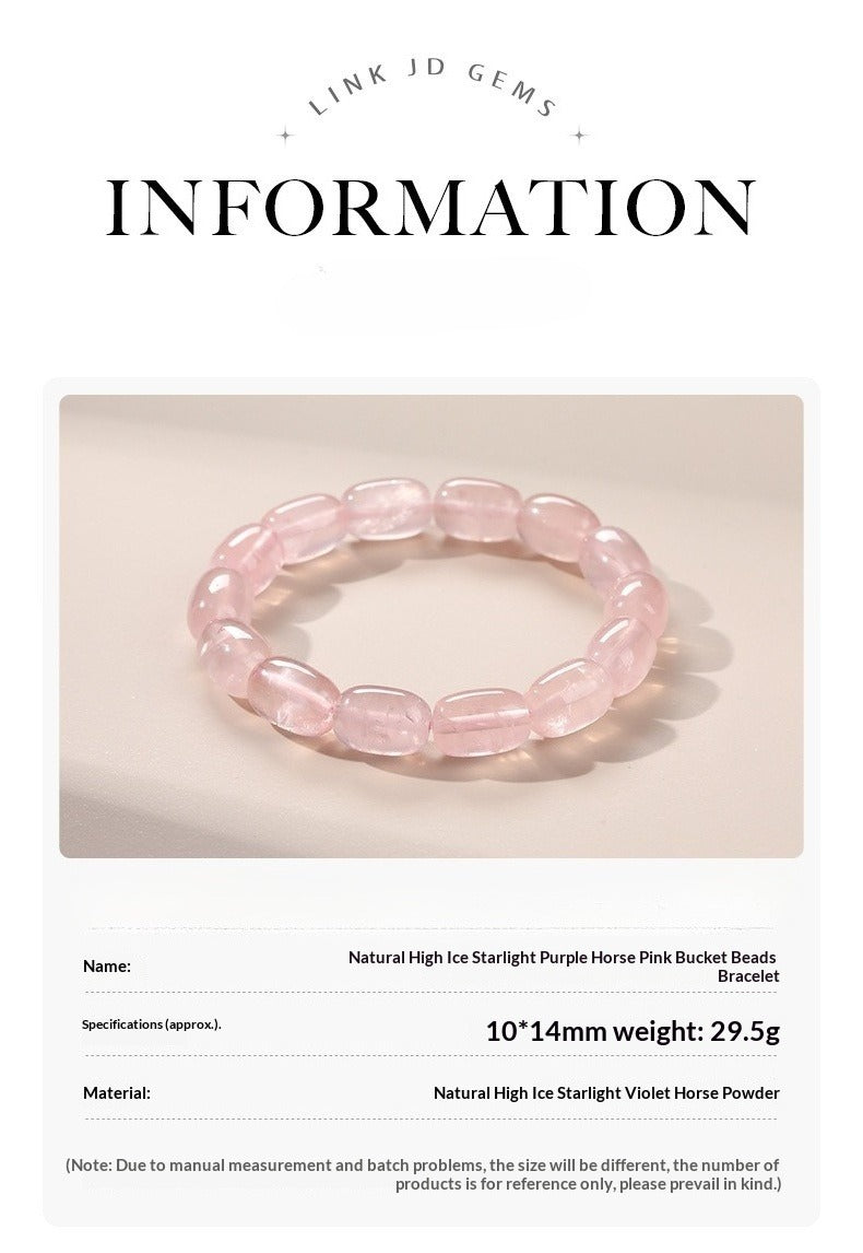 Pink Beaded Crystal Bracelet – Natural High Ice Starry Madagascar Rose Quartz Bracelet - STAR8S