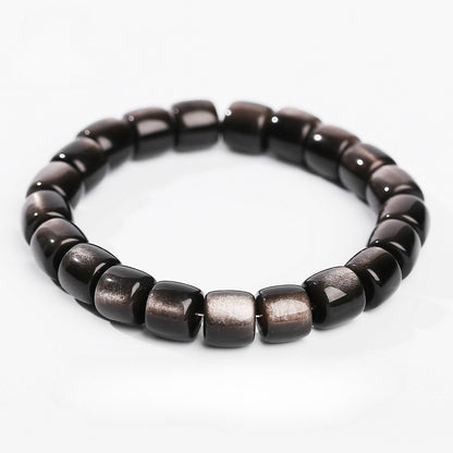 Obsidian Beaded Bracelet - Fashionable Unisex Cylinder Shape Gift Bracelet - STAR8S