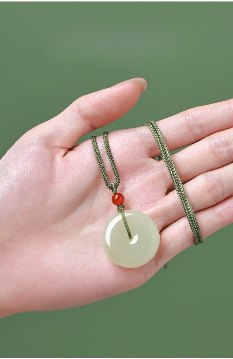 Natural Hetian Jade Ping An Pendant Necklace – Unisex Jade Jewelry - STAR8S