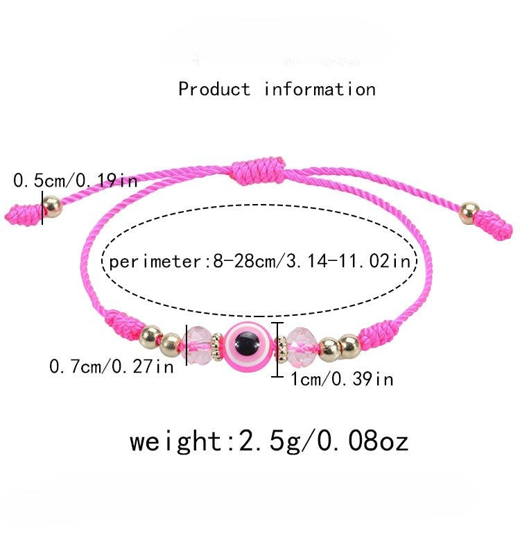 evil eye bracelet - adjustable crystal bead woven bracelet for boys & girls | lucky protection charm bracelet - star8s