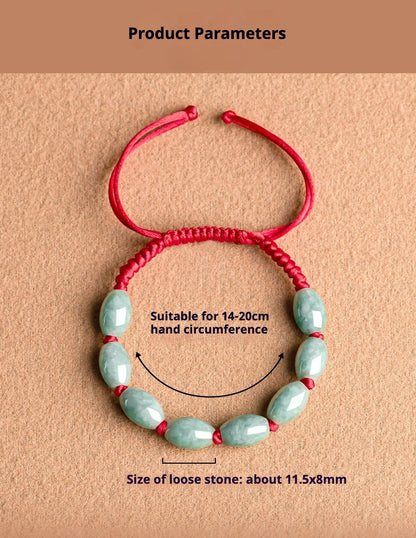 Natural Jade Bracelet - Handmade Adjustable String Bracelet for Men & Women, Good Luck Bracelet