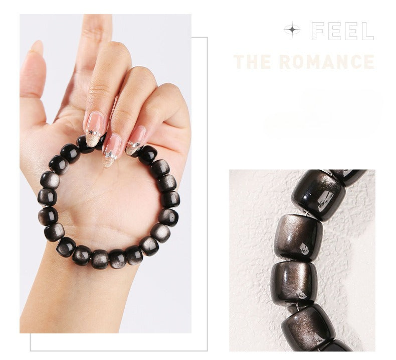 obsidian beaded bracelet - fashionable unisex cylinder shape gift bracelet - star8s