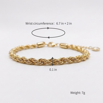 Minimalist Rope Chain Bracelet for Men Premium Stainless Steel Twisted Curb Link Wristband Waterproof Tarnish-Free Everyday Stackable Layering Cuff