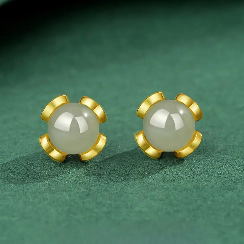 jade s925 sterling silver earrings stud