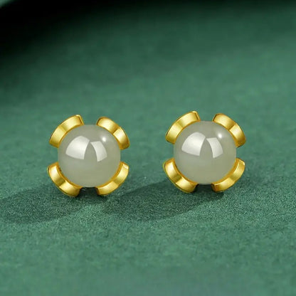 Jade S925 Sterling Silver Earrings Stud