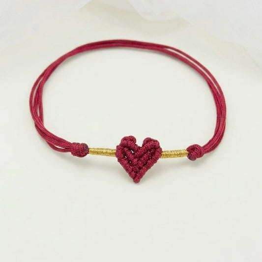 Handmade Red String Bracelet for Women Men Red Thread Lucky Protection Amulet Braided Rope Bracelet with Woven Heart Charm Couples Friendship Relationship Matching Jewelry Gift
