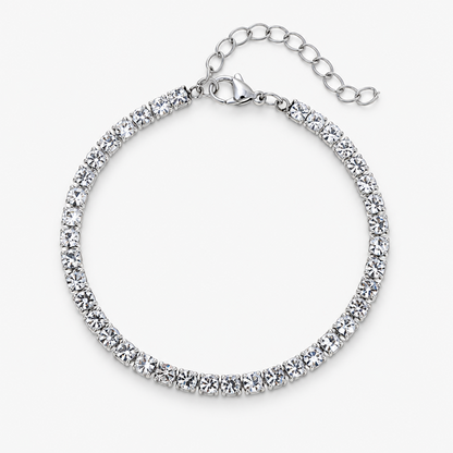 Funkelndes quadratisches Strass-Tennisarmband für Damen, Edelstahl, silberfarben, Zirkonia-Stil, verstellbares Krallenglieder-Armband, Schmuckgeschenk