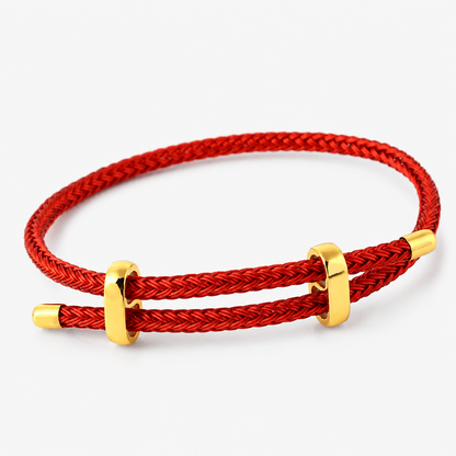 Waterproof Red String Bracelet for Women & Men, Adjustable Braided Stainless Steel Wire Lucky Rope Bracelet with Gold-Tone Clasp, Valentine's Day Gift for Couples