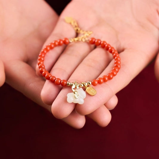 Red Agate Chinese Zodiac Horse Beaded Bracelet Wealth for Women - STAR8S