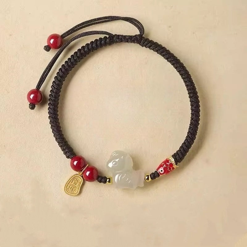 chinese zodiac horse jade red string bracelet – 2026 year of the horse hetian for women & men - star8s