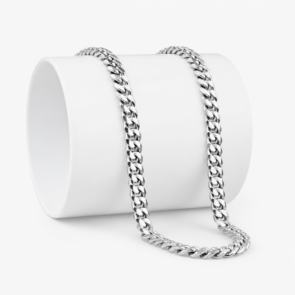 titanium steel cuban link chain necklace for men women unisex 8mm silver color 6-sided diamond cut curb link chain streetwear hip hop high street heavy duty necklaces