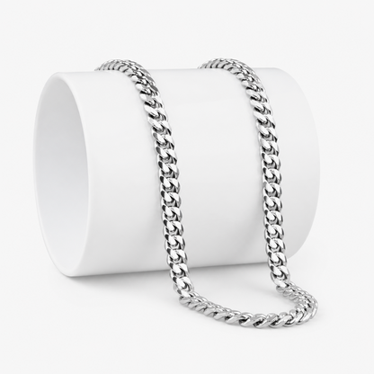 Titanium Steel Cuban Link Chain Necklace for Men Women Unisex 8mm Silver Color 6-Sided Diamond Cut Curb Link Chain Streetwear Hip Hop High Street Heavy Duty Necklaces