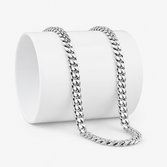 Titanium Steel Cuban Link Chain Necklace for Men Women Unisex 8mm Silver Color 6-Sided Diamond Cut Curb Link Chain Streetwear Hip Hop High Street Heavy Duty Necklaces
