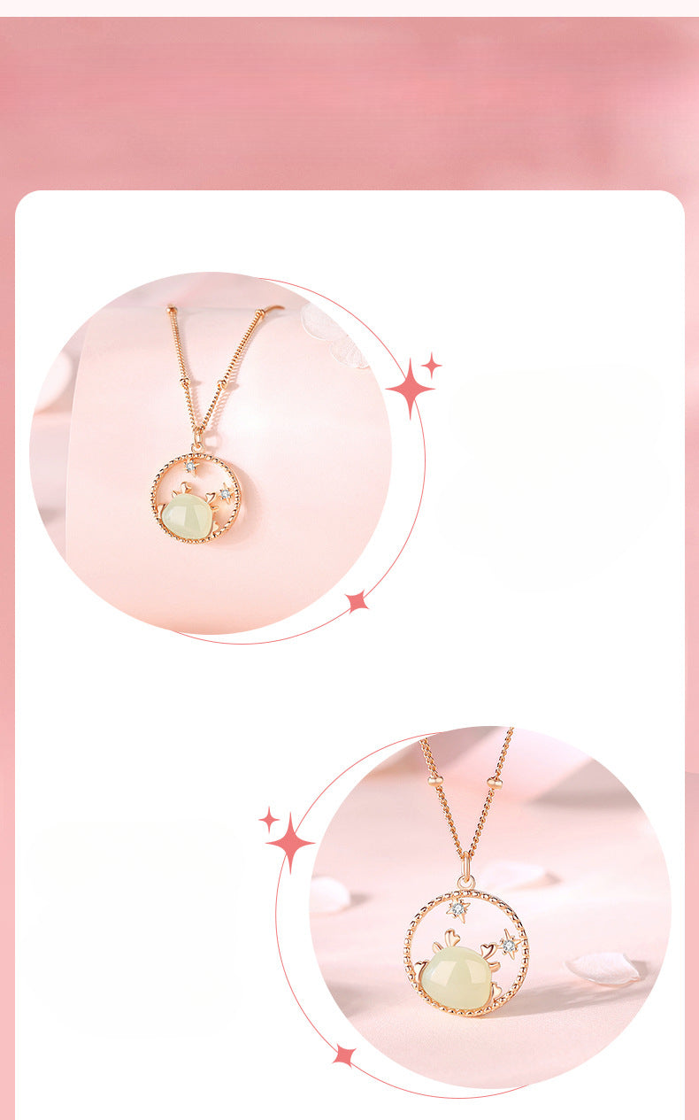 Real Jade Necklace - 925 Silver Gold Plated Dragon Hetian Pendant | STAR8S