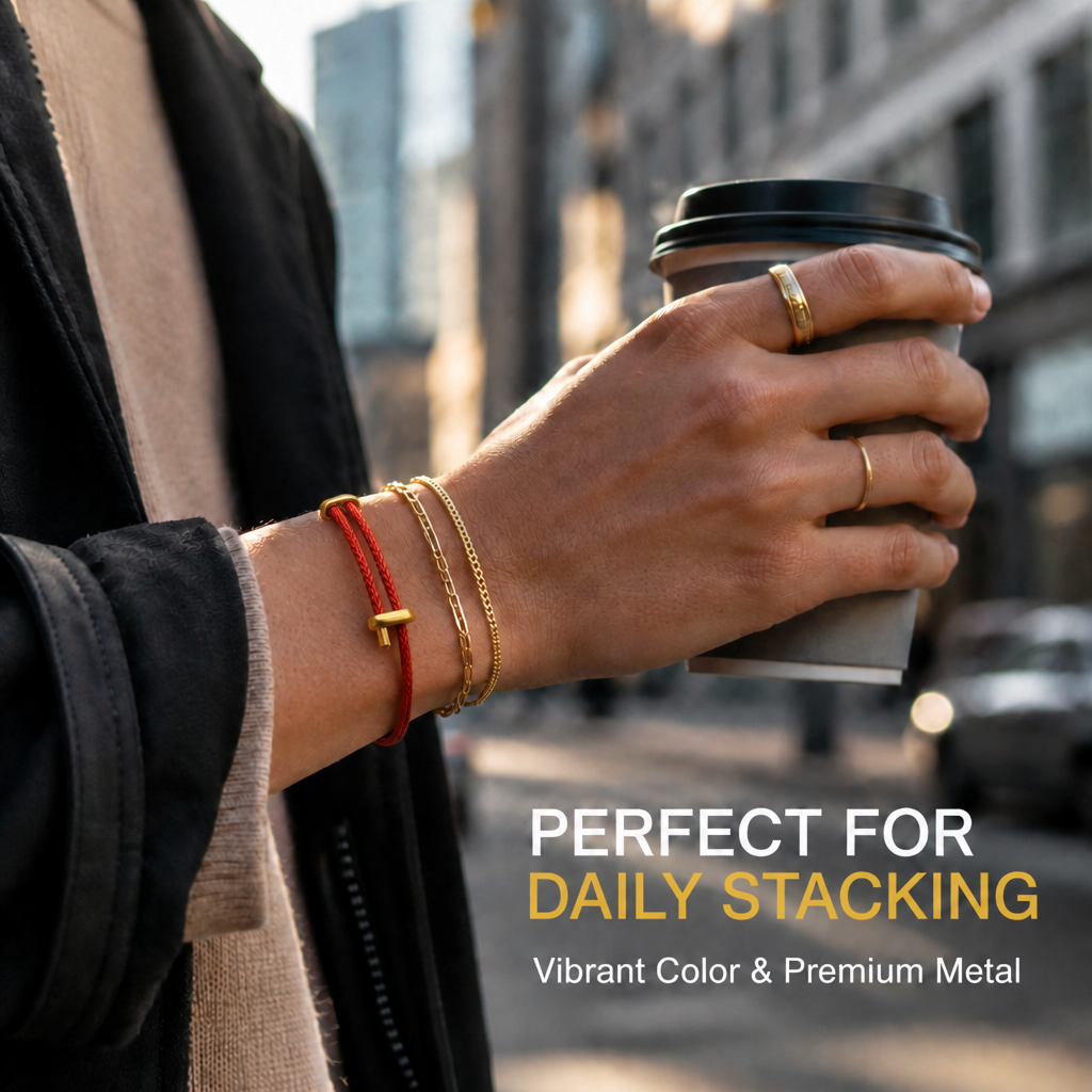 waterproof red string bracelet for women & men, adjustable braided stainless steel wire lucky rope bracelet with gold-tone clasp, valentine's day gift for couples