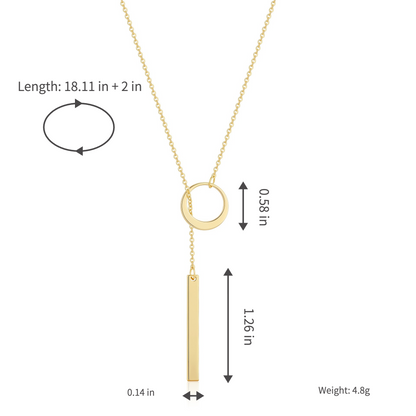 Minimalist Circle and Vertical Bar Lariat Necklace for Women Dainty Long Drop Y Necklace Gold Tone Geometric Clavicle Collarbone Chain Edgy Punk Elegant Layering Jewelry Birthday Anniversary Gift for Her
