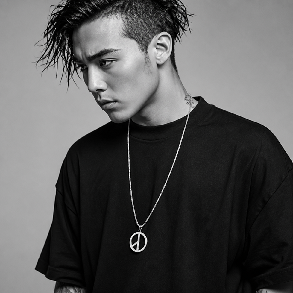 men's peace sign pendant necklace stainless steel box chain hip hop streetwear vintage anti-war symbol charm pendant jewelry gift for men women unisex