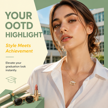 Trendy Rhinestone Graduation Cap Pendant Necklace for Women Girls Gold Plated Class of 2026 Doctoral Mortarboard Charm Choker Chain Memorial Jewelry Gift with Inspirational Card Going Places