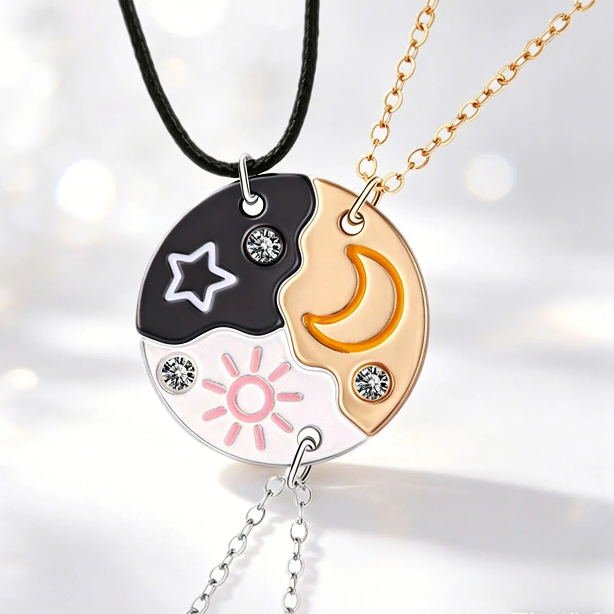 matching friendship necklaces for 3 best friends magnetic sun moon star pendant necklace set sweet trio bff graduation school bday gift for teen girls kids pack of 3