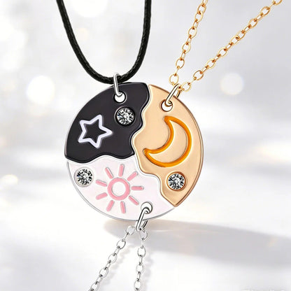Matching Friendship Necklaces for 3 Best Friends Magnetic Sun Moon Star Pendant Necklace Set Sweet Trio BFF Graduation School Bday Gift for Teen Girls Kids Pack of 3