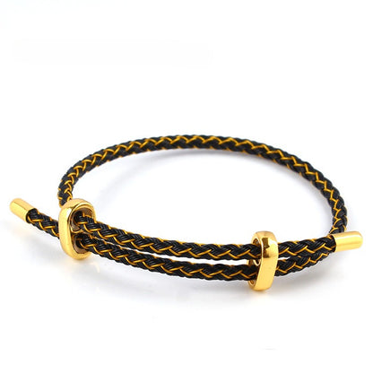 Waterproof Red String Bracelet for Women & Men, Adjustable Braided Stainless Steel Wire Lucky Rope Bracelet with Gold-Tone Clasp, Valentine's Day Gift for Couples