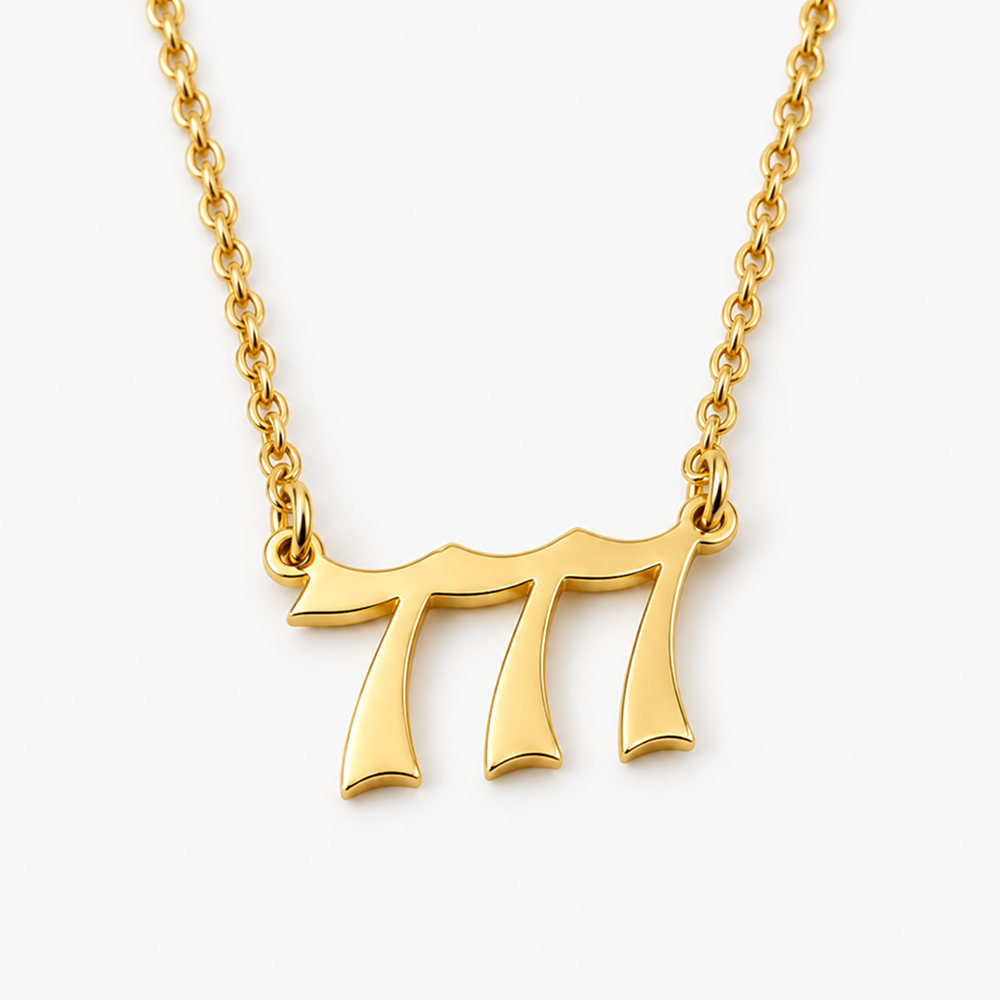 women's gold-tone stainless steel 777 angel number pendant necklace