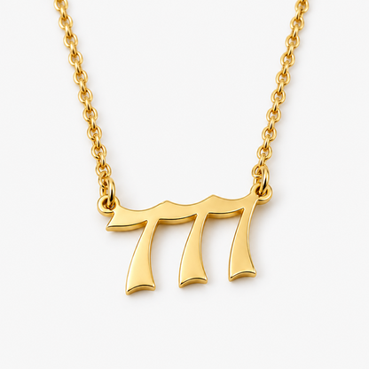 Women's Gold-Tone Stainless Steel 777 Angel Number Pendant Necklace